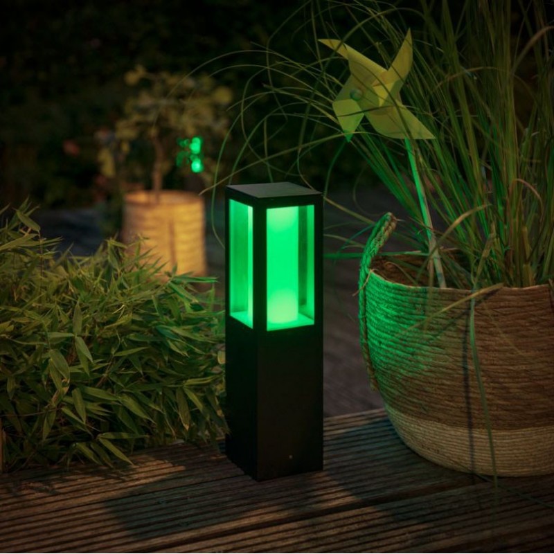 175,95 € Free Shipping | Luminous beacon Philips Impress 16W Cubic Shape 40×10 cm. Outdoor pedestal. Integrated White / Multicolor LED. Direct power supply Terrace and garden. Sophisticated and design Style