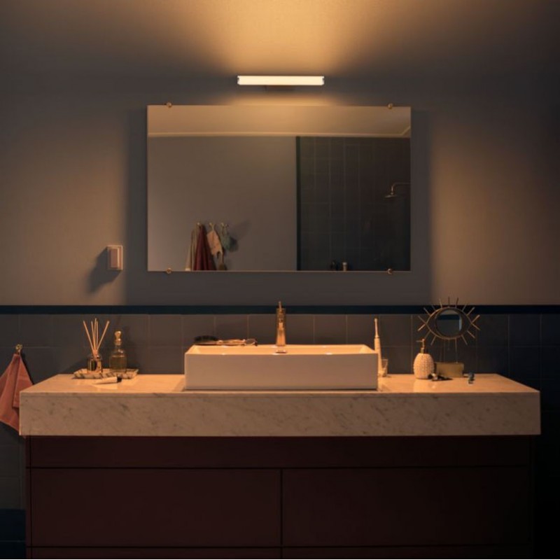 116,95 € Free Shipping | Indoor wall light Philips Adore 13W Extended Shape 42×12 cm. Mirror lamp. Integrated LED. Bluetooth Control with App. Includes wireless switch Bathroom. Modern Style