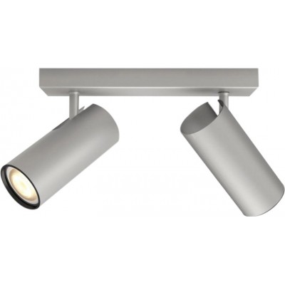 147,95 € Envío gratis | Foco para interior Philips Buratto 10W 24×13 cm. Dos fuentes de luz. Interruptor inalámbrico incluido. Control inteligente con Hue Bridge Aluminio