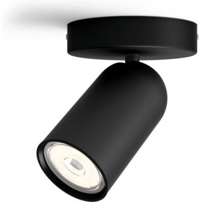 19,95 € Free Shipping | Indoor spotlight Philips Pongee Cylindrical Shape 14×10 cm. Compact focus. Adjustable projector Living room, bedroom and lobby. Modern Style. Black Color