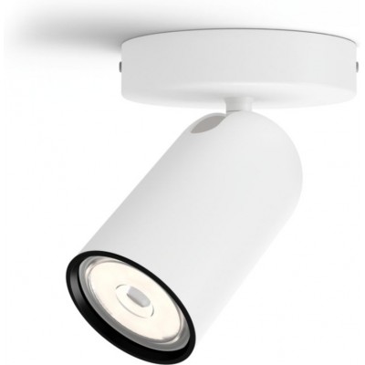 Indoor spotlight Philips Pongee Cylindrical Shape 14×10 cm. Compact focus. Adjustable projector Living room, lobby and bathroom. Modern Style. White Color