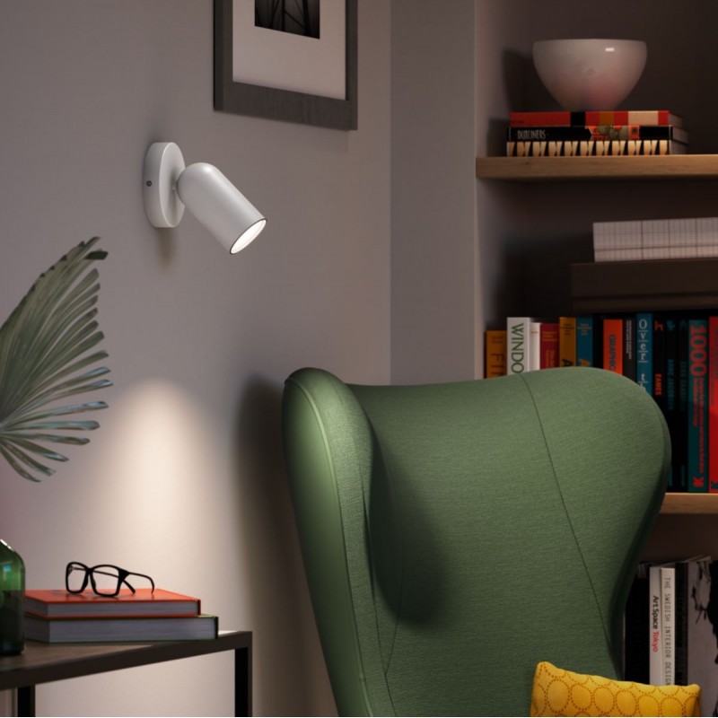 19,95 € Free Shipping | Indoor spotlight Philips Pongee Cylindrical Shape 14×10 cm. Compact focus. Adjustable projector Living room, lobby and bathroom. Modern Style. White Color