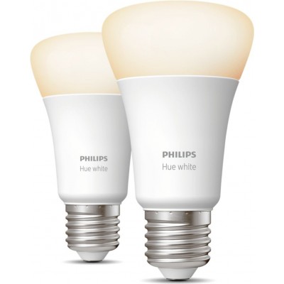 Ampoule LED télécommandée Philips Hue White 18W E27 LED 2700K Lumière très chaude. Ø 6 cm. Contrôle Bluetooth avec application smartphone ou voix