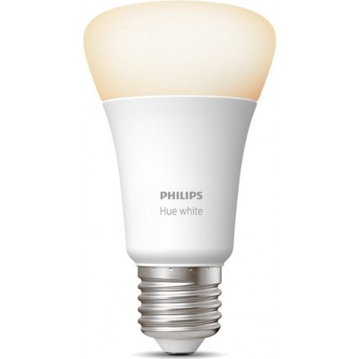 Ampoule LED télécommandée Philips Hue White 9W E27 LED 2700K Lumière très chaude. Ø 6 cm. Contrôle Bluetooth avec application smartphone ou voix