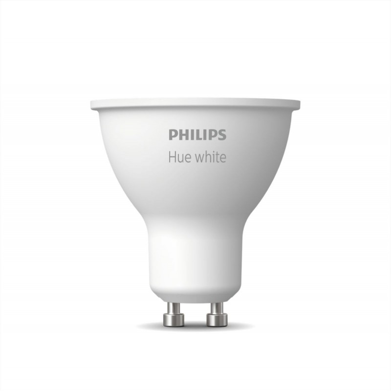 15,95 € Envío gratis | Bombilla LED control remoto Philips Hue White 5.2W GU10 LED 2700K Luz muy cálida. Ø 5 cm. Control Bluetooth con Aplicación Smartphone o Voz