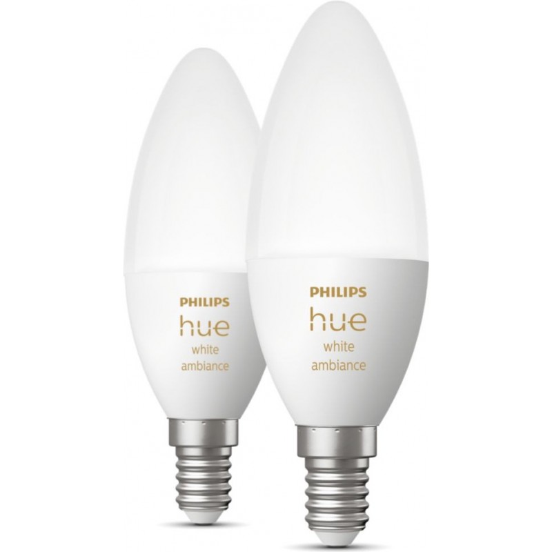 69,95 € Free Shipping | Remote control LED bulb Philips Hue White Ambiance 10.4W E14 LED Ø 3 cm. Bluetooth Control with Smartphone App or Voice