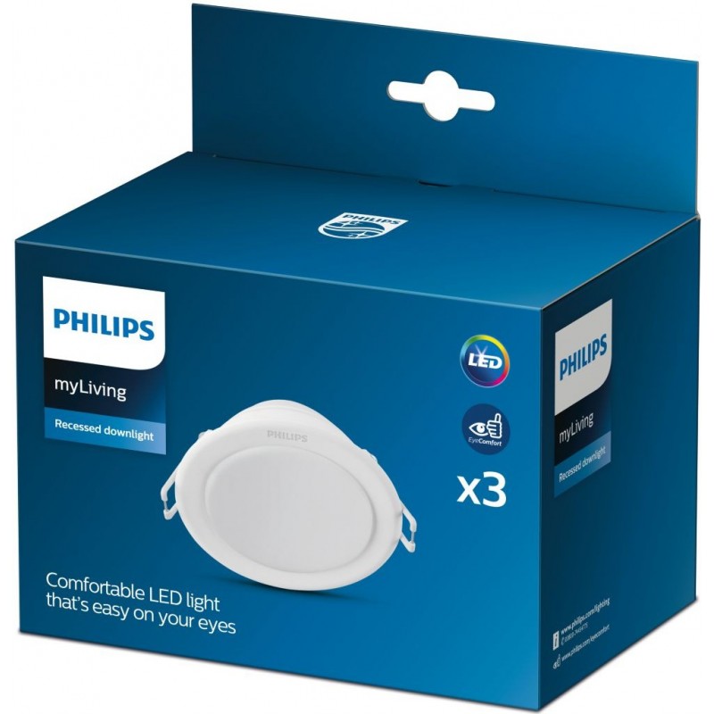 10,95 € Free Shipping | Recessed lighting Philips Meson 5.5W Round Shape Ø 9 cm. Downlight Kitchen, bathroom and hall. Classic Style. White Color