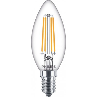 Bombilla LED Philips LED Classic 6.5W E14 LED 4000K Luz neutra. 10×5 cm. Luminaria de Vela LED Estilo vintage
