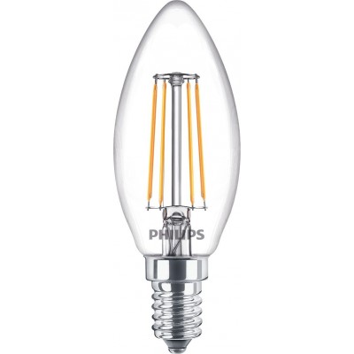 4,95 € Envío gratis | Bombilla LED Philips LED Classic 4.5W E14 LED 2700K Luz muy cálida. 10×5 cm. Luminaria de Vela LED Estilo diseño