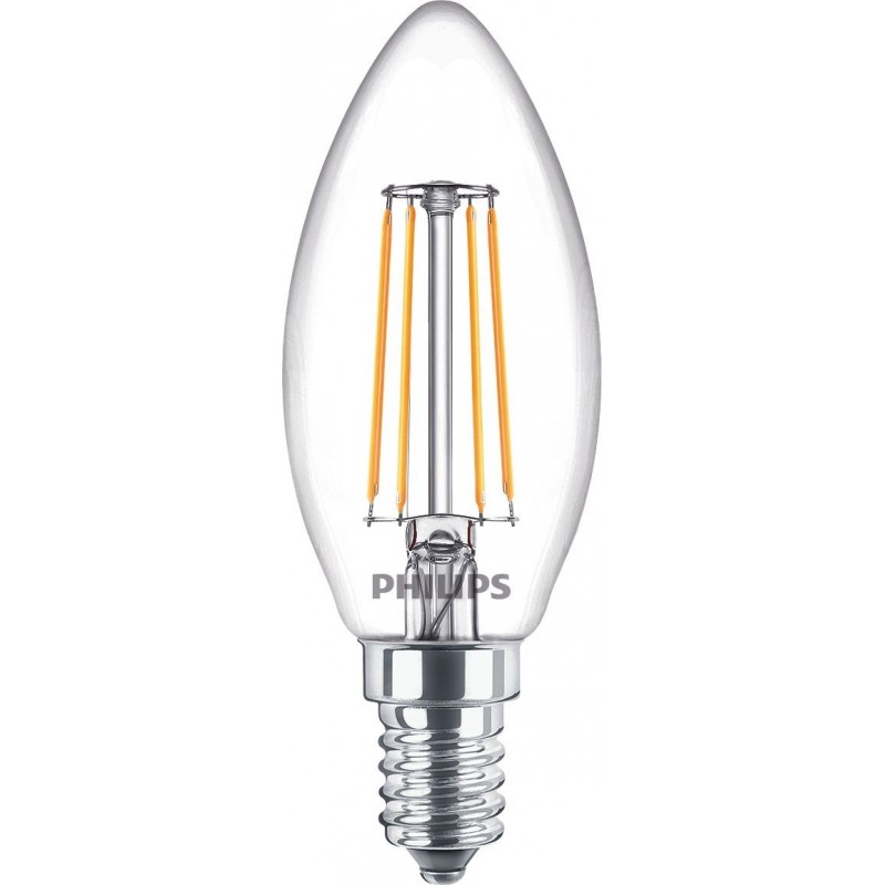 3,95 € Free Shipping | LED light bulb Philips LED Classic 4.5W E14 LED 2700K Very warm light. 10×5 cm. LED Candle Light Design Style