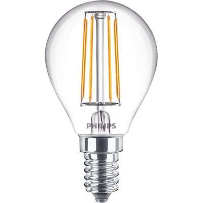 4,95 € Envío gratis | Bombilla LED Philips LED Classic 4.5W E14 LED 2700K Luz muy cálida. 8×5 cm. Luminaria de Vela LED Estilo diseño