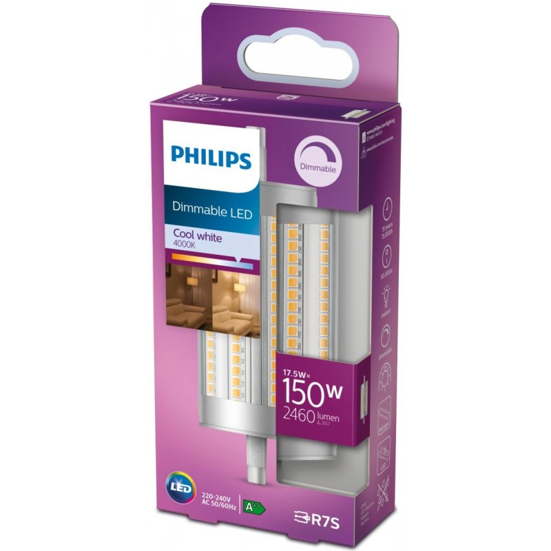 29,95 € Free Shipping | LED light bulb Philips R7s 17.5W 4000K Neutral light. 12×4 cm. Dimmable