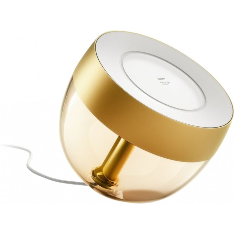 104,95 € Free Shipping | Table lamp Philips Iris 8.1W Spherical Shape 20×19 cm. Gold Special Edition. Integrated LED. Bluetooth Control with Smartphone App or Voice Bedroom, office and work zone. Sophisticated Style