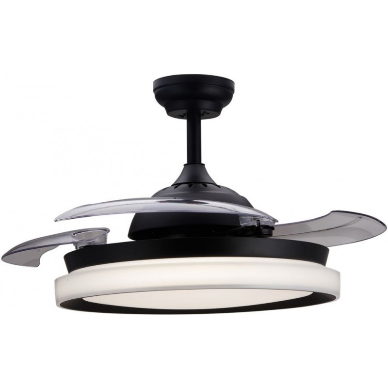 235,95 € Free Shipping | Ceiling fan with light Philips Bliss 80W Round Shape Ø 51 cm. Living room, dining room and office. Design Style. Black Color