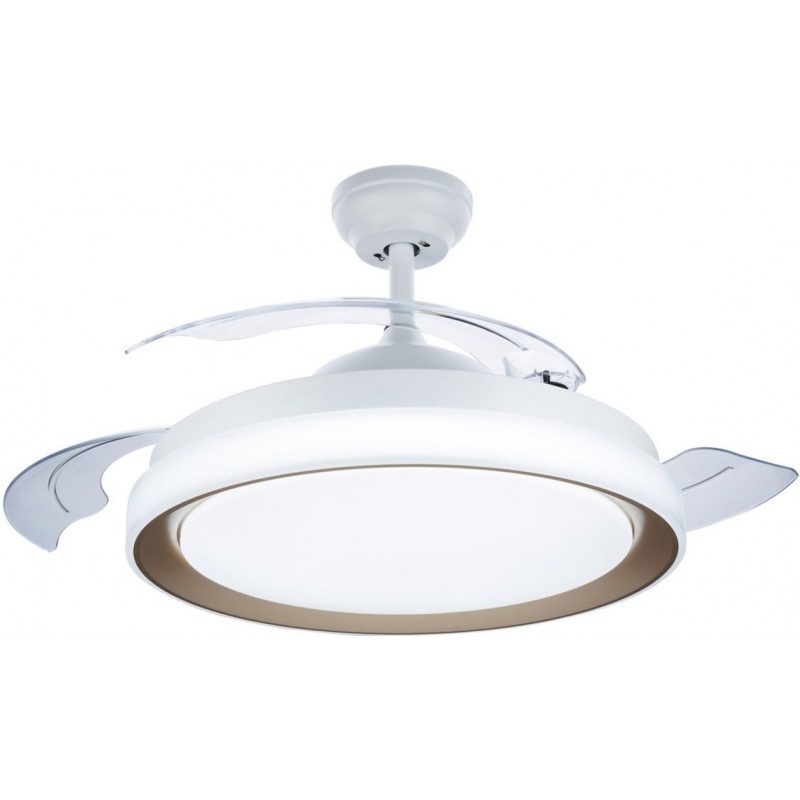 235,95 € Free Shipping | Ceiling fan with light Philips Bliss 80W Round Shape Ø 51 cm. Living room, dining room and office. Design Style. White and golden Color