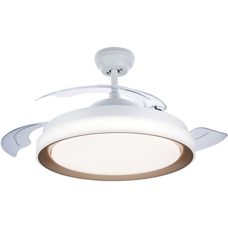 209,95 € Free Shipping | Ceiling fan with light Philips Bliss 80W Round Shape Ø 51 cm. Living room, dining room and office. Design Style. White and golden Color