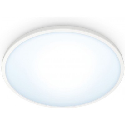 56,95 € Free Shipping | Indoor ceiling light WiZ Luminaria WiZ 14W Round Shape Ø 24 cm. Adjustable. Wi-Fi + Bluetooth Kitchen and bathroom. Modern Style. Metal casting and polycarbonate. White Color