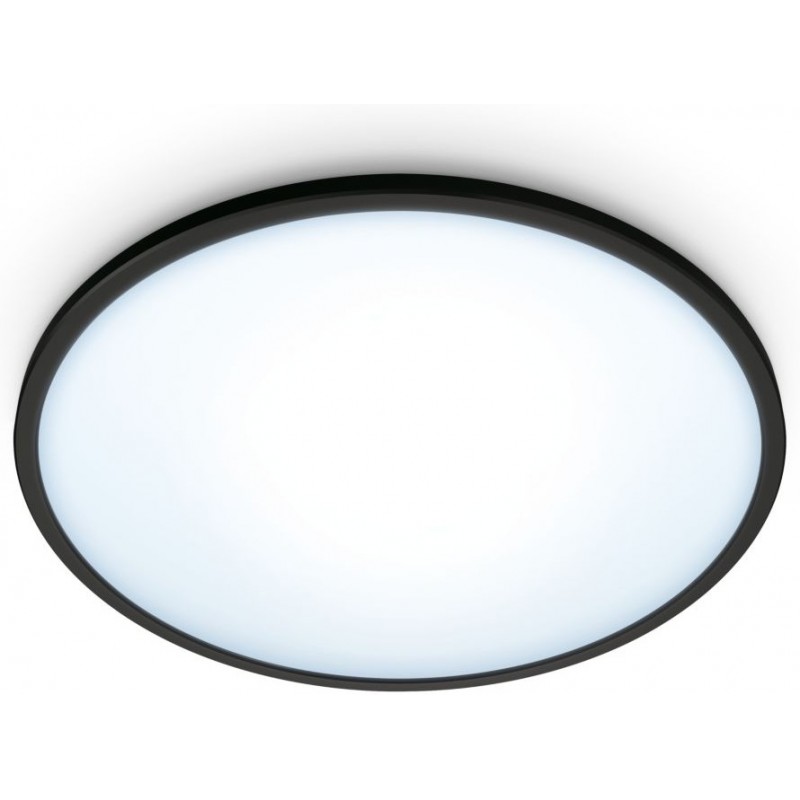 56,95 € 免费送货 | 室内顶灯 WiZ Luminaria WiZ 14W 圆形的 形状 Ø 24 cm. 可调节的。无线网络+蓝牙 厨房 和 浴室. 现代的 风格. 金属 和 聚碳酸酯. 黑色的 颜色