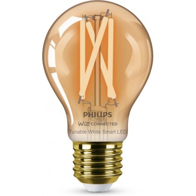 Ampoule LED Philips Smart LED Wi-Fi 7W 11×7 cm. Filament ambré. Wi-Fi + Bluetooth. Contrôle avec WiZ ou application vocale Style vintage. Cristal