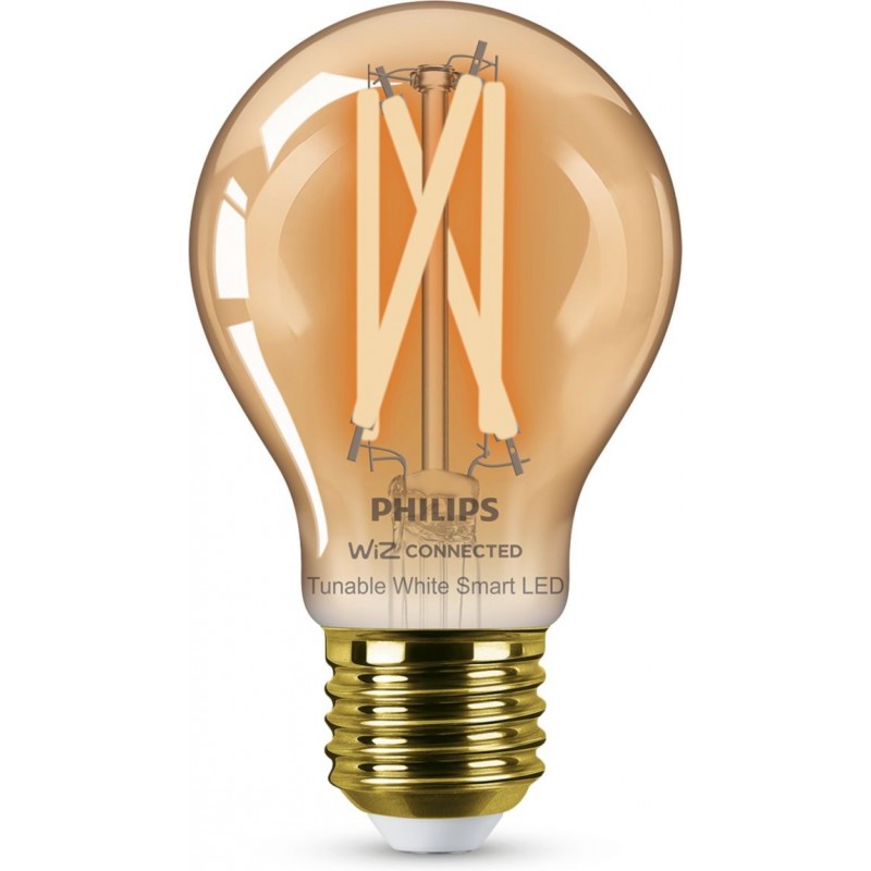14,95 € Free Shipping | LED light bulb Philips Smart LED Wi-Fi 7W 11×7 cm. Amber filament. Wi-Fi + Bluetooth. Control with WiZ or Voice app Vintage Style. Crystal