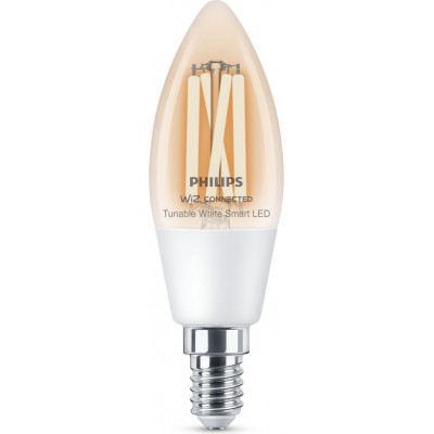 15,95 € Free Shipping | LED light bulb Philips Smart LED Wi-Fi 4.8W 11×7 cm. Transparent filament. Wi-Fi + Bluetooth. Control with WiZ or Voice app Vintage Style. Crystal