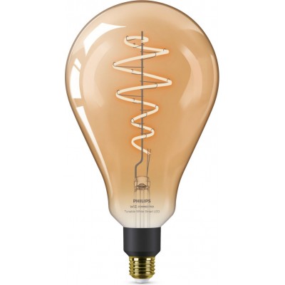Ampoule LED Philips Smart LED Wi-Fi 6W 30×19 cm. Filament ambré. Wi-Fi + Bluetooth. Contrôle avec WiZ ou application vocale Style vintage. Cristal