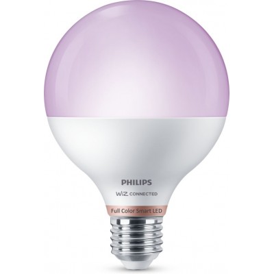 22,95 € Envío gratis | Bombilla LED Philips Smart LED Wi-Fi 11W 14×11 cm. Globo. Wi-Fi + Bluetooth. Control con aplicación WiZ o Voz PMMA y Policarbonato