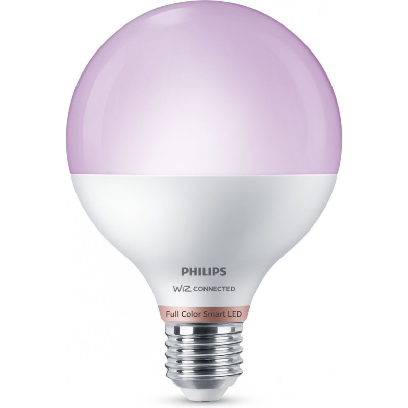 22,95 € Envio grátis | Lâmpada LED Philips Smart LED Wi-Fi 11W 14×11 cm. Balão. Wi-Fi + Bluetooth. Controle com WiZ ou aplicativo de voz PMMA e Policarbonato