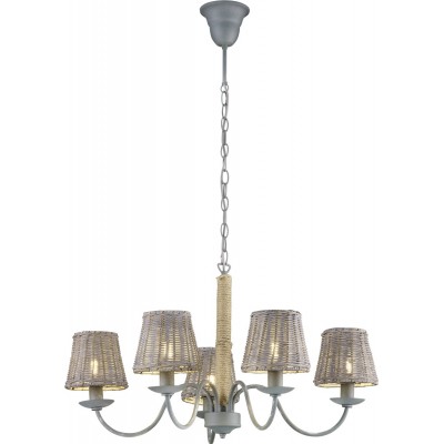 Chandelier Trio Rotin Ø 72 cm. Living room and bedroom. Rustic Style. Metal casting. Gray Color