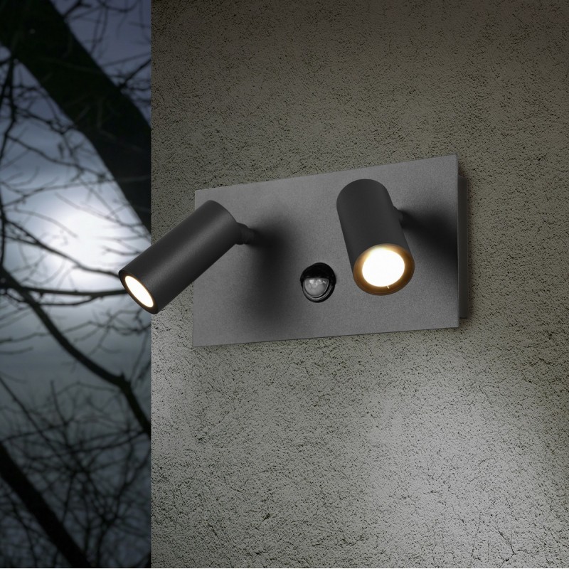 91,95 € Free Shipping | Outdoor wall light Trio Tunga 3.5W 3000K Warm light. 23×12 cm. Integrated LED. Motion sensor Living room and bedroom. Modern Style. Cast aluminum. Anthracite Color