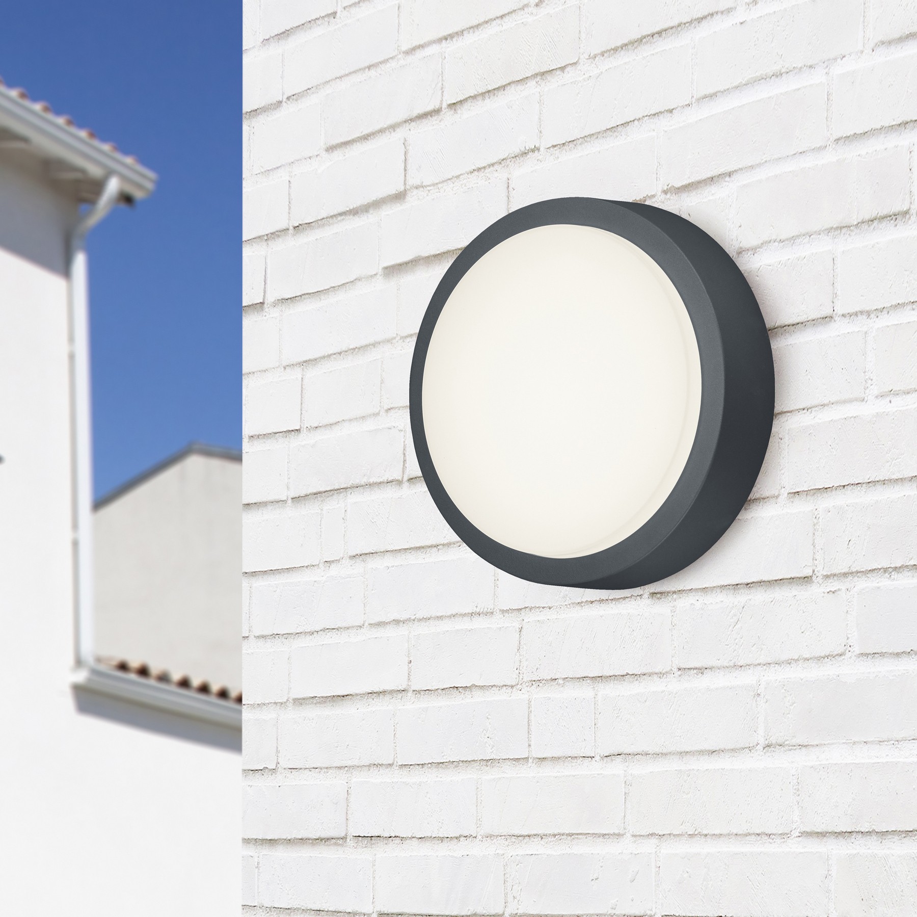 54,95 € Free Shipping | Outdoor wall light Trio Breg 8.5W 3000K Warm light. Ø 20 cm. Integrated LED. Ceiling and wall mounting Cast aluminum. Anthracite Color