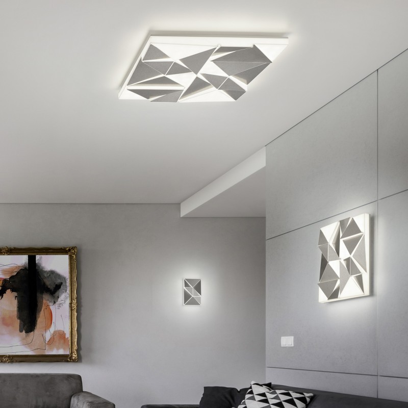 67,95 € Free Shipping | Indoor wall light Trio Trinity 10W 30×20 cm. White LED with adjustable color temperature. Ceiling and wall mounting Living room and bedroom. Modern Style. Plastic and polycarbonate. Aluminum Color