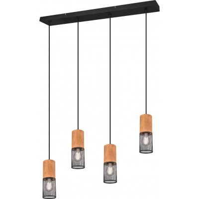 129,95 € Free Shipping | Hanging lamp Trio Tosh 150×65 cm. Living room and bedroom. Vintage Style. Metal casting. Black Color