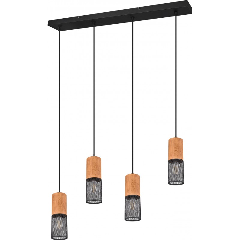 122,95 € Free Shipping | Hanging lamp Trio Tosh 150×65 cm. Living room and bedroom. Vintage Style. Metal casting. Black Color