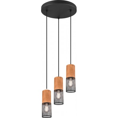 98,95 € Free Shipping | Hanging lamp Trio Tosh Ø 28 cm. Living room and bedroom. Vintage Style. Metal casting. Black Color