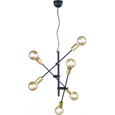 Lámpara de araña Trio Cross Ø 54 cm. Luz direccional Salón y dormitorio. Estilo moderno. Metal. Color negro