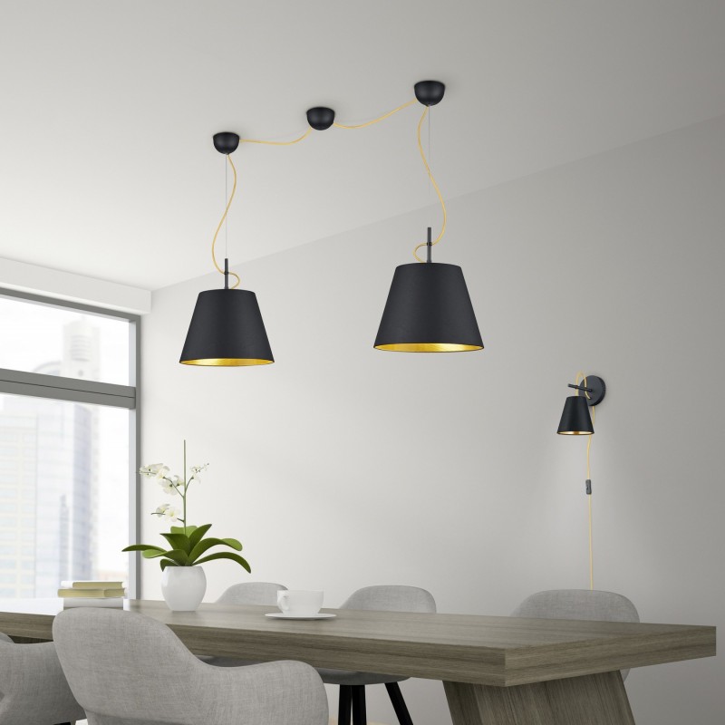 67,95 € Free Shipping | Hanging lamp Trio Andreus 235×150 cm. Living room and bedroom. Modern Style. Metal casting. Black Color