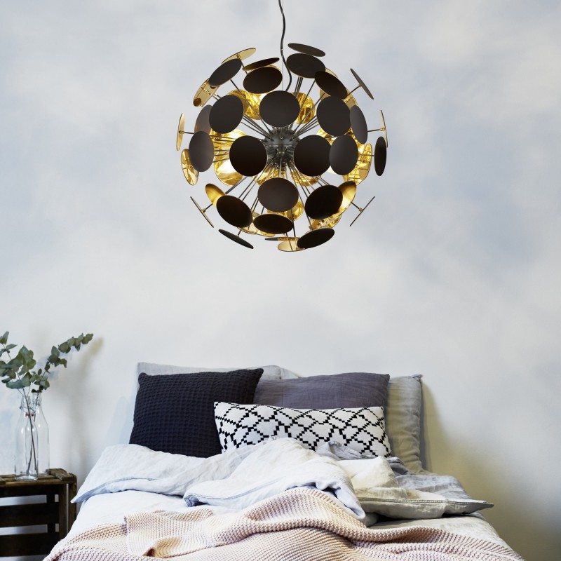 175,95 € Free Shipping | Hanging lamp Trio Discalgo Ø 54 cm. Living room and bedroom. Design Style. Metal casting. Black Color
