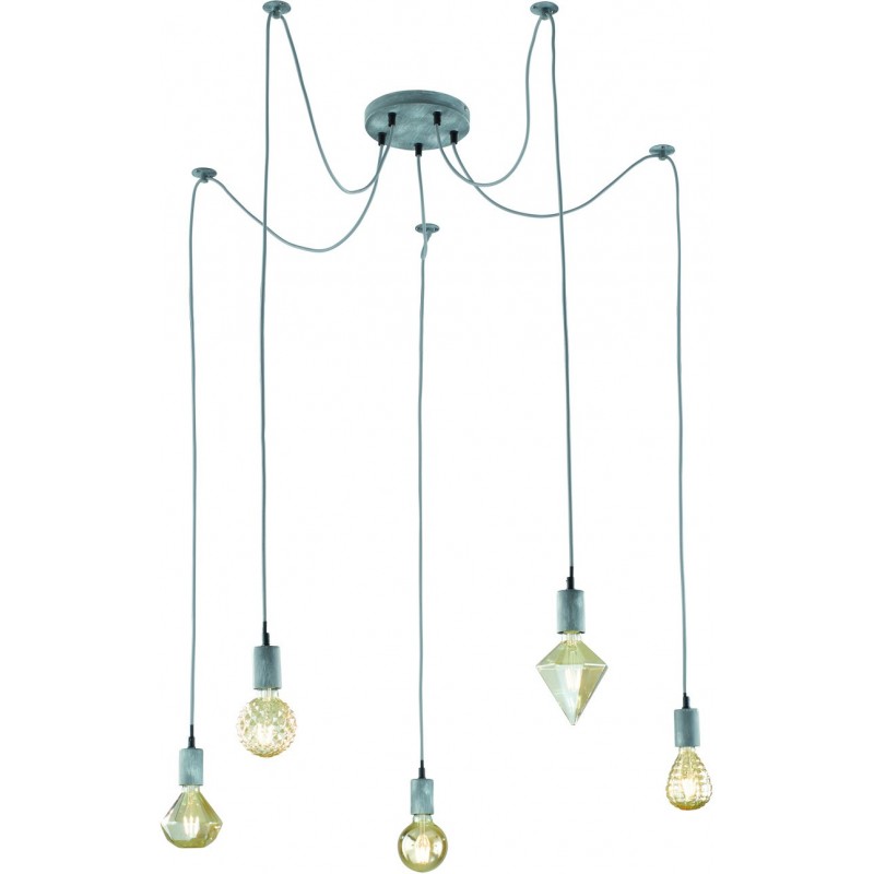 32,95 € Free Shipping | Chandelier Trio Cord Ø 18 cm. Living room and bedroom. Vintage Style. Metal casting. Gray Color