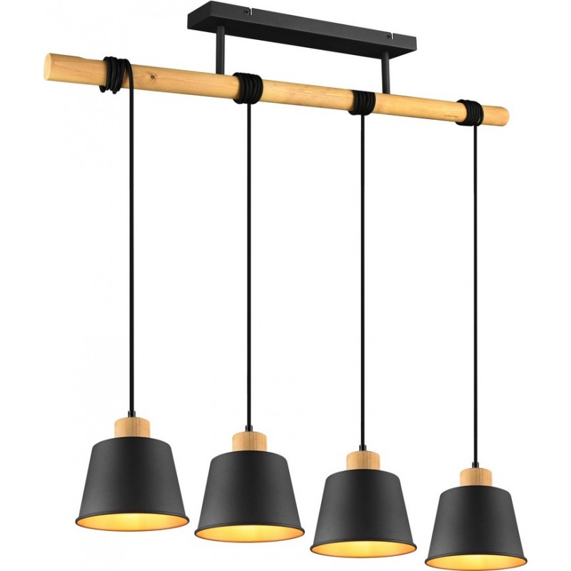 174,95 € Free Shipping | Hanging lamp Trio Harris Ø 18 cm. Living room and bedroom. Vintage Style. Metal casting. Black Color