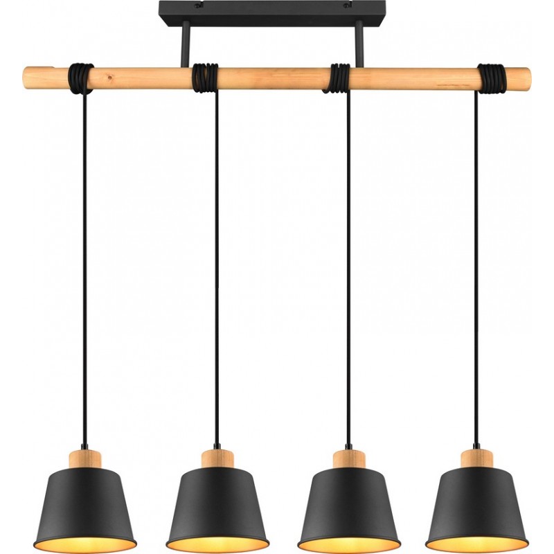 174,95 € Free Shipping | Hanging lamp Trio Harris Ø 18 cm. Living room and bedroom. Vintage Style. Metal casting. Black Color