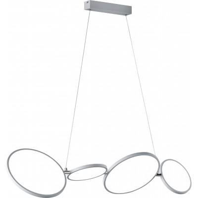 157,95 € Free Shipping | Hanging lamp Trio Rondo 37W 3000K Warm light. 150×110 cm. Replaceable LED Living room and bedroom. Modern Style. Metal casting. Silver Color