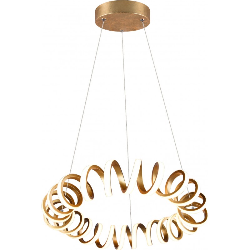 211,95 € Free Shipping | Hanging lamp Trio Curl 33W 3000K Warm light. Ø 55 cm. Integrated LED Living room and bedroom. Modern Style. Metal casting. Golden Color