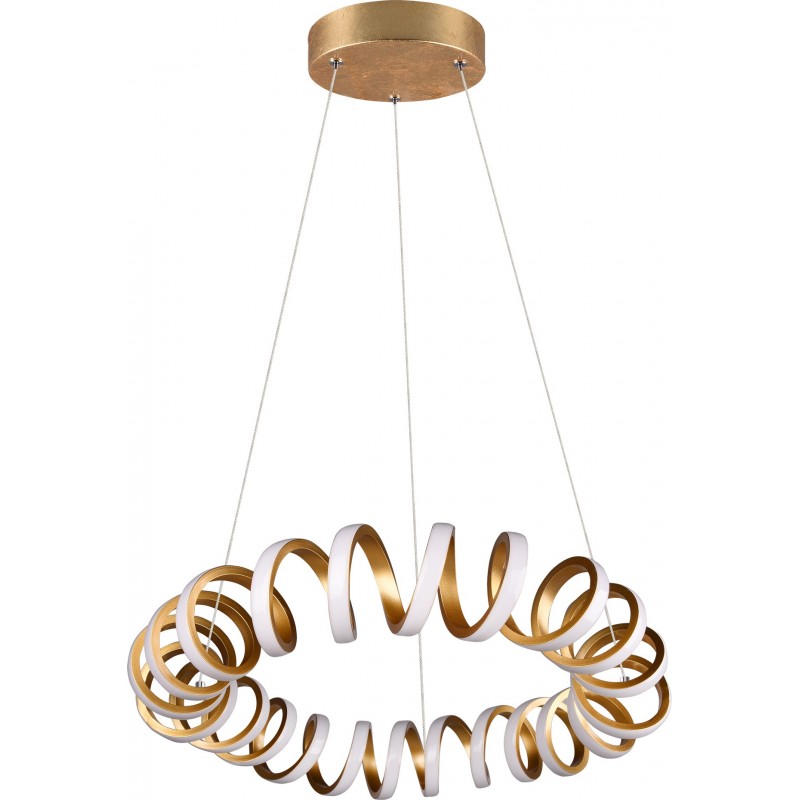 198,95 € Free Shipping | Hanging lamp Trio Curl 33W 3000K Warm light. Ø 55 cm. Integrated LED Living room and bedroom. Modern Style. Metal casting. Golden Color