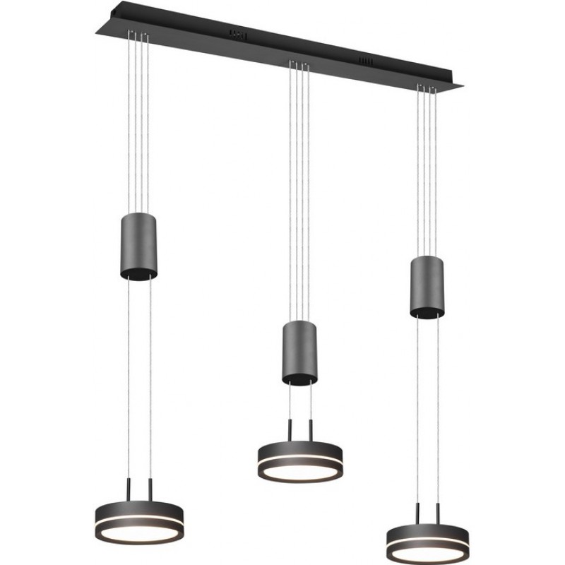 189,95 € Free Shipping | Hanging lamp Trio Franklin 9W 3000K Warm light. 150×85 cm. Adjustable height. integrated LED Living room and bedroom. Modern Style. Aluminum. Anthracite Color