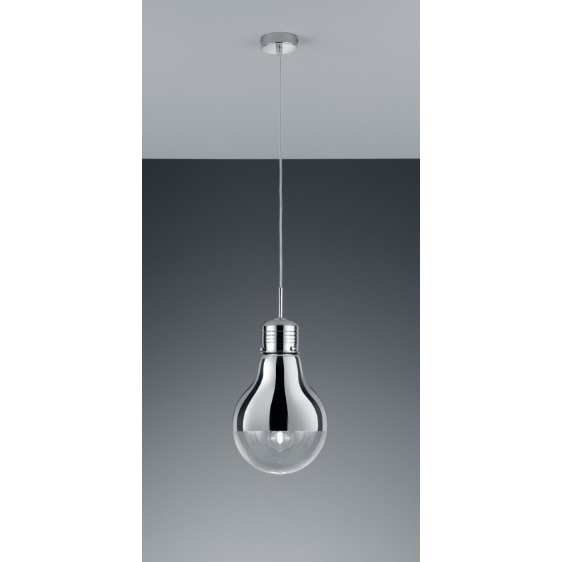 39,95 € Free Shipping | Hanging lamp Trio Edison II Ø 20 cm. Living room, bedroom and kids zone. Design Style. Metal casting. Plated chrome Color