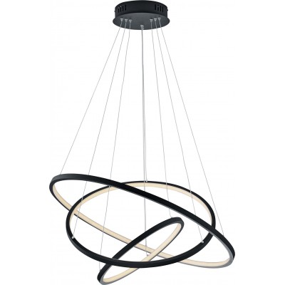 398,95 € Free Shipping | Hanging lamp Trio Aaron 80W Ø 80 cm. Dimmable multicolor RGBW LED. Remote control. WiZ Compatible Living room and bedroom. Modern Style. Metal casting. Anthracite Color