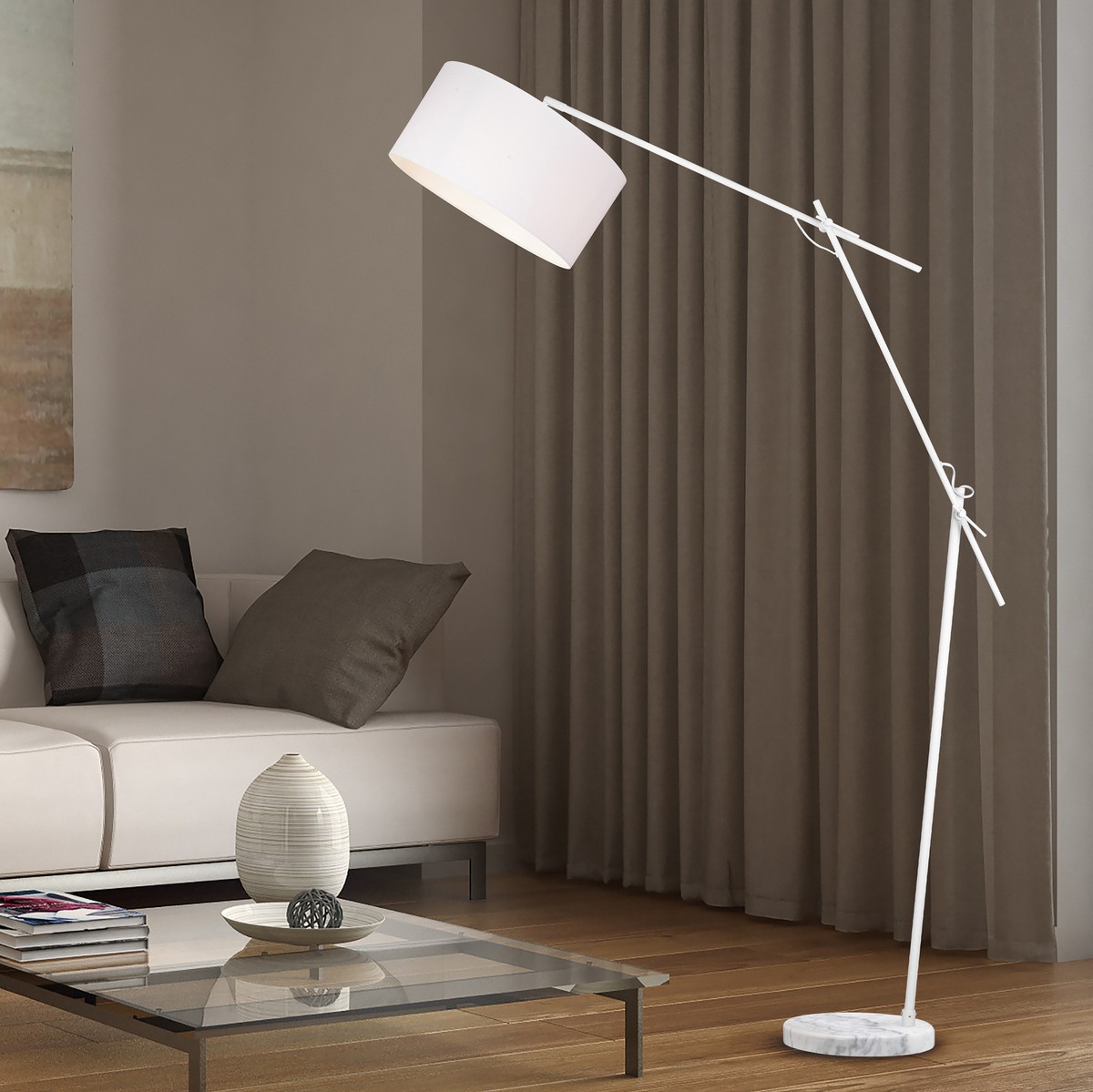 178,95 € Spedizione Gratuita | Lampada da pavimento Trio Ponte 168×40 cm. Luce direzionale Metallo. Colore bianca