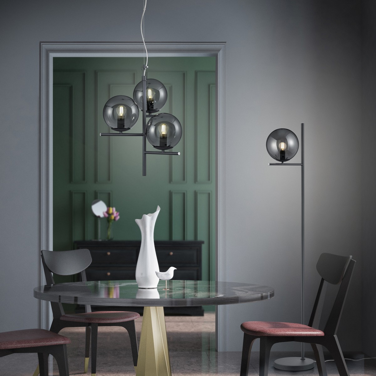 99,95 € Free Shipping | Floor lamp Trio Pure 150×25 cm. Metal casting. Anthracite Color