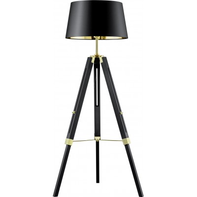 Floor lamp Trio Gent Ø 80 cm. Adjustable height Living room and bedroom. Modern Style. Wood. Black Color